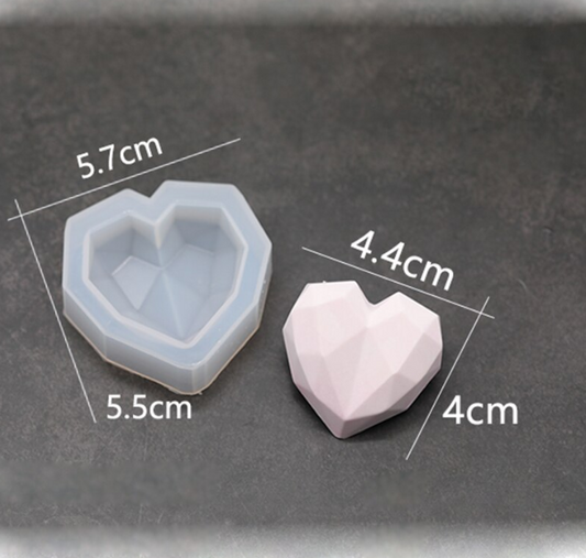 CA003MS - Coração Forma Geométrica - Molde Epóxi