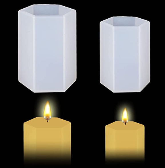 EP016MS - 2 tamanhos vela de hexagonal moldes de resina para velas de pilar