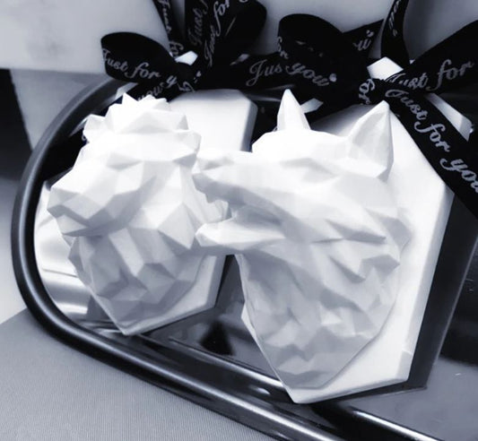 EP026MS - Leão / Lobo Cabeça Animal Geométrico molde de Epóxi