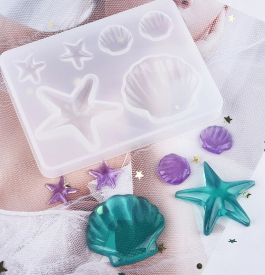 EP048MS - Molde EPoxi mini estrelas e conchas do mar