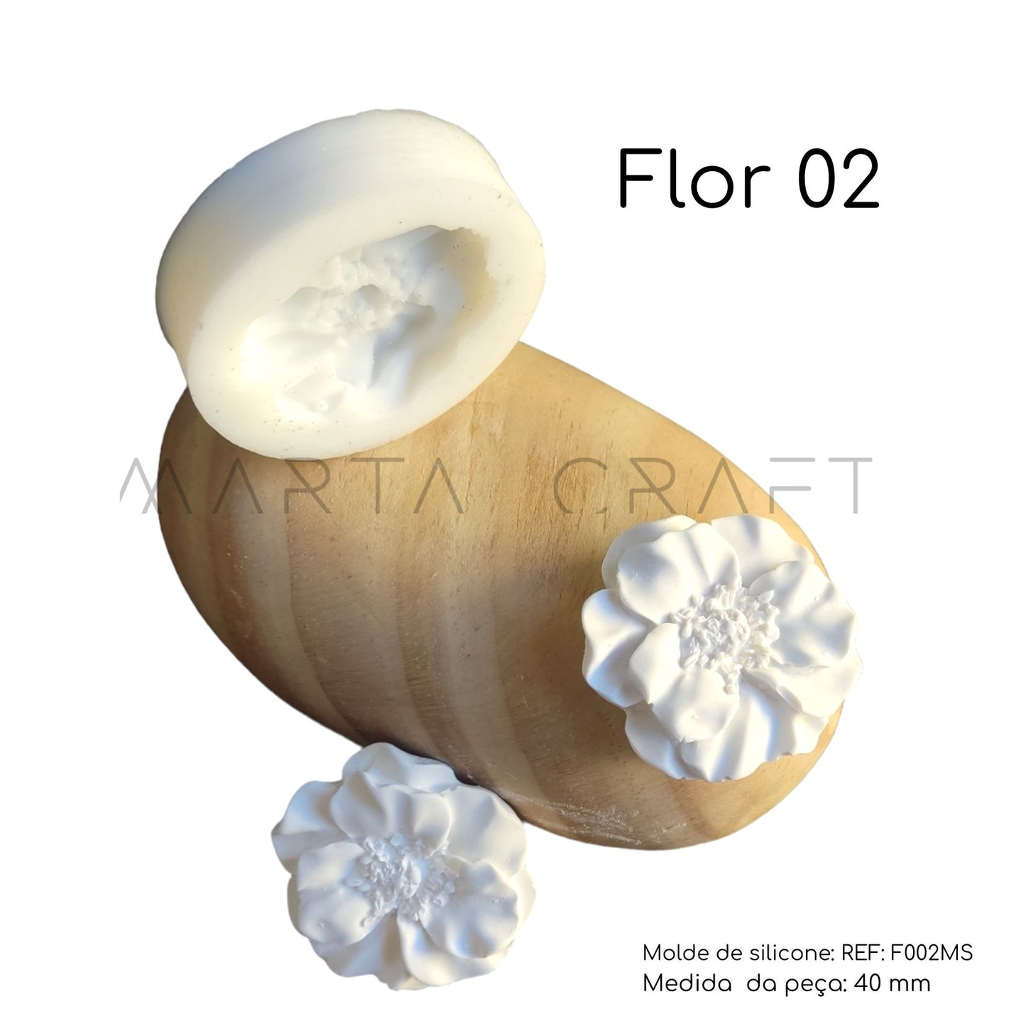 F002MS - Flor 02 - Molde de Silicone - Marta Craft