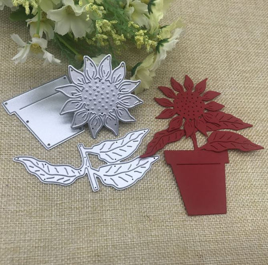 FL090 - Vasos + Flores Girasol - Metal Die Cut