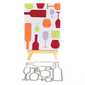 FOOD003 - Garrafas de Vinho + Copos - Metal Die Cut