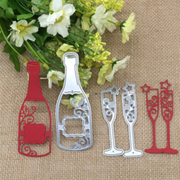 FOOD017 - Garrafa de Champanhe + Copos - Metal Die Cut