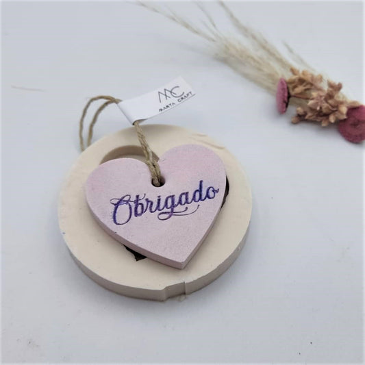 MF010MS Perqueno - Pingente Coração "Obrigado"- Molde 4 x 4.5 cm