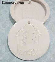 MF019MS - Placa c/ Frase "Nesta Casa Têm Amor"- Molde de Silicone