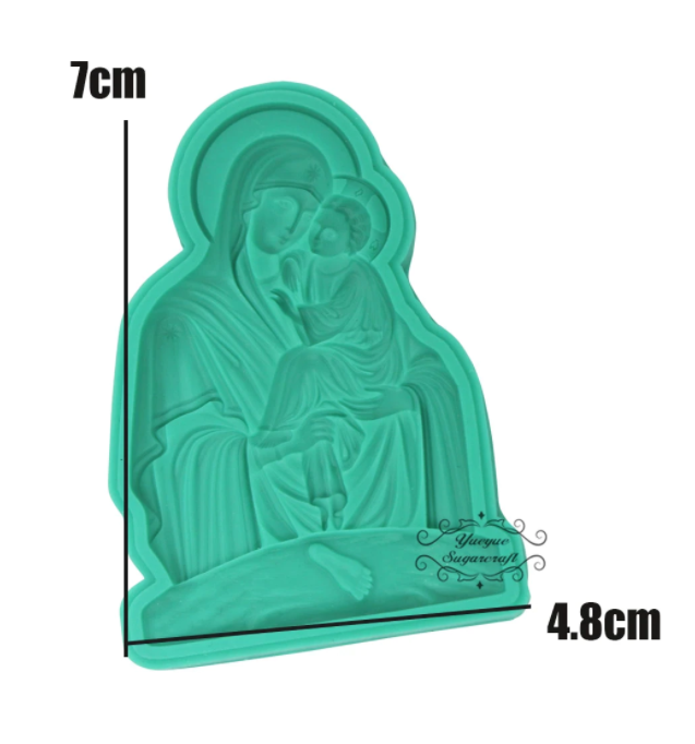 NA010MS - Santa Maria segurando o bebê Jesus - Mãe bebe- Molde de Silicone