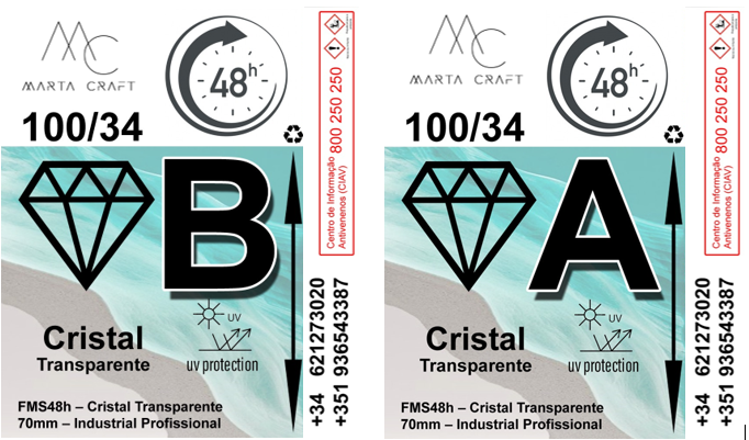Premium  Resina Epóxi FMS48h – Cristal Transparente – 100mm (A+B) - 1 L