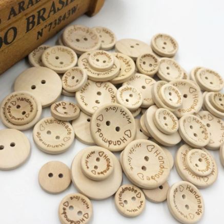 RETRO016 – Botões de madeira Hand Made para roupas artesanal 3 Tamanhos misto