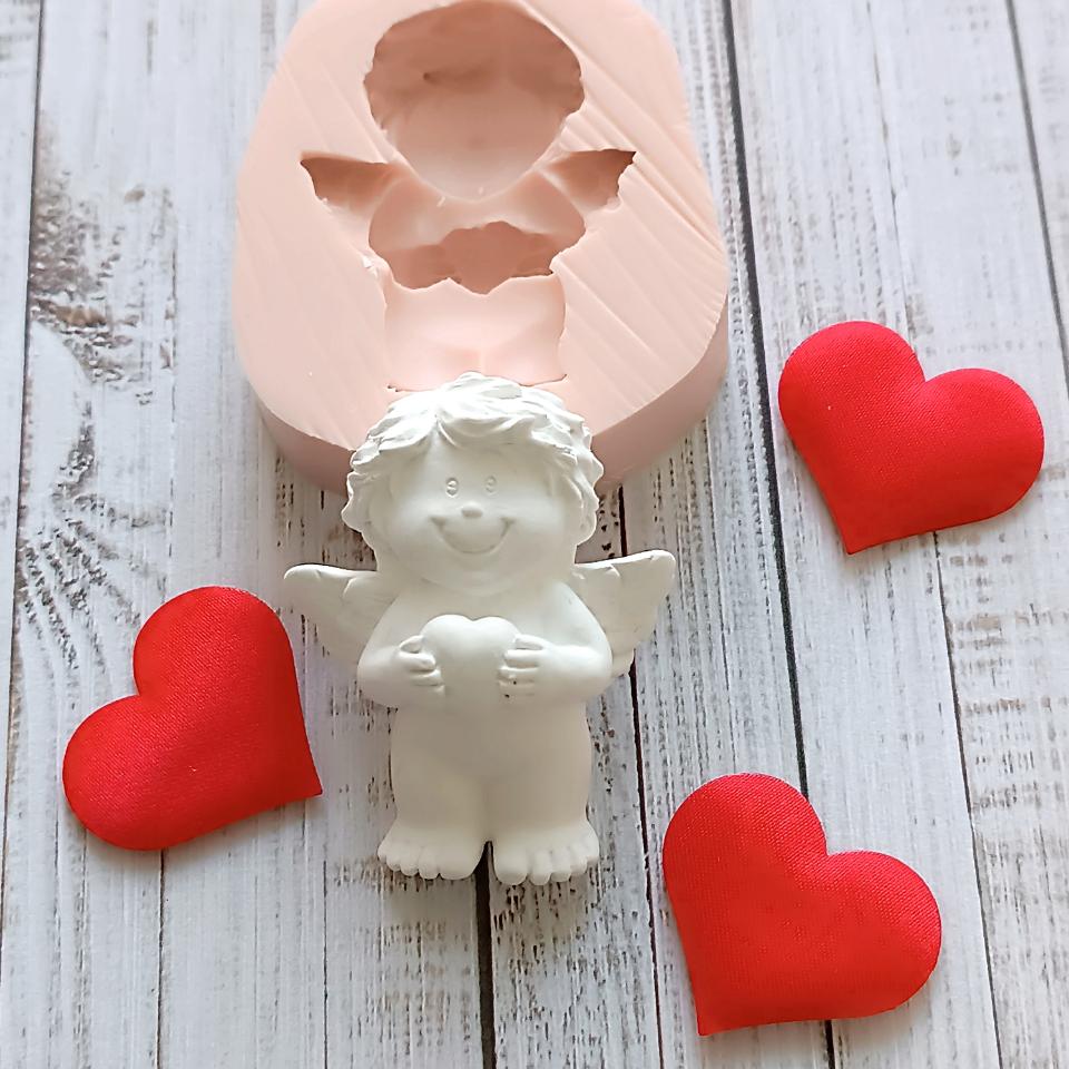 NA060MS -Anjo do amor com coração- Molde de Silicone