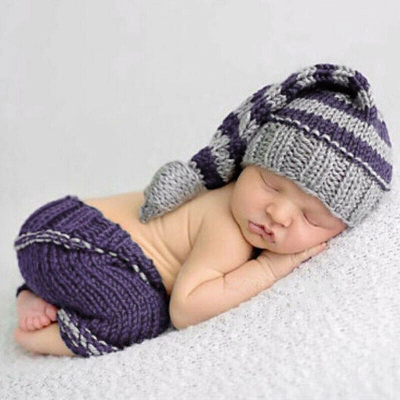 RN030 – CINZAbebê recém-nascido infantil roupas de malha foto traje fotografia prop roupa + chapéu ternos