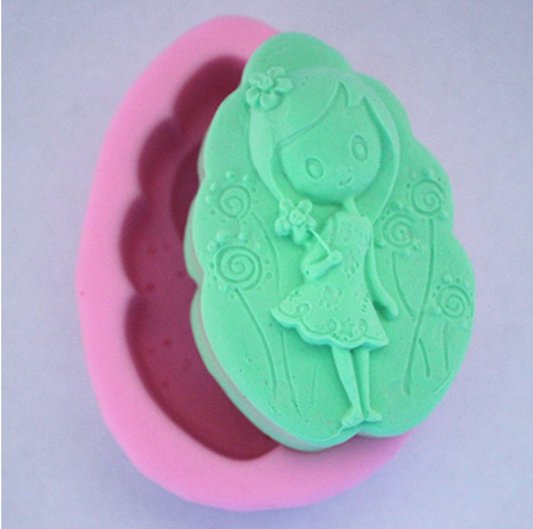 S001MS - Folha menina 3 D sabão / sobremesas