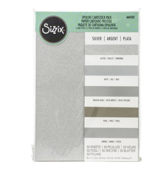 SIZ 664533 - Conj. 50 Folhas de Papel c/ Efeitos Especiais Sizzix - Prateado