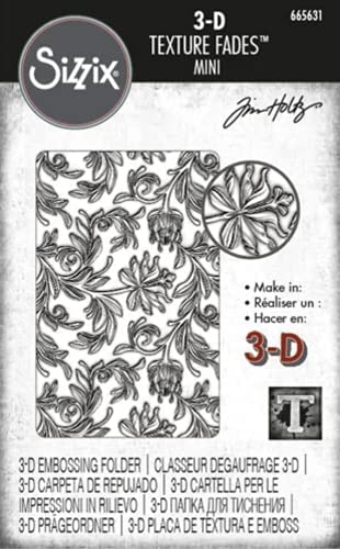 SIZ 665631 - Textura Embossing - Pasta de relevo 3D Sizzix Mini Botânico by Tim Holtz,