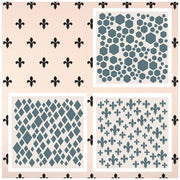 ST001 – Stencil  – Losango, Hexágonos, Flor de Lis