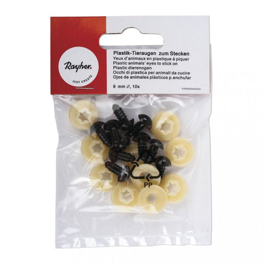 Olhos de segurança de plástico, 9 mm ø - Rayher 8911005