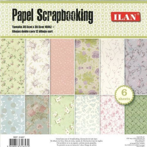 Conjunto de scrapbooking Paper Ilan 6 fls 30×30 Floral