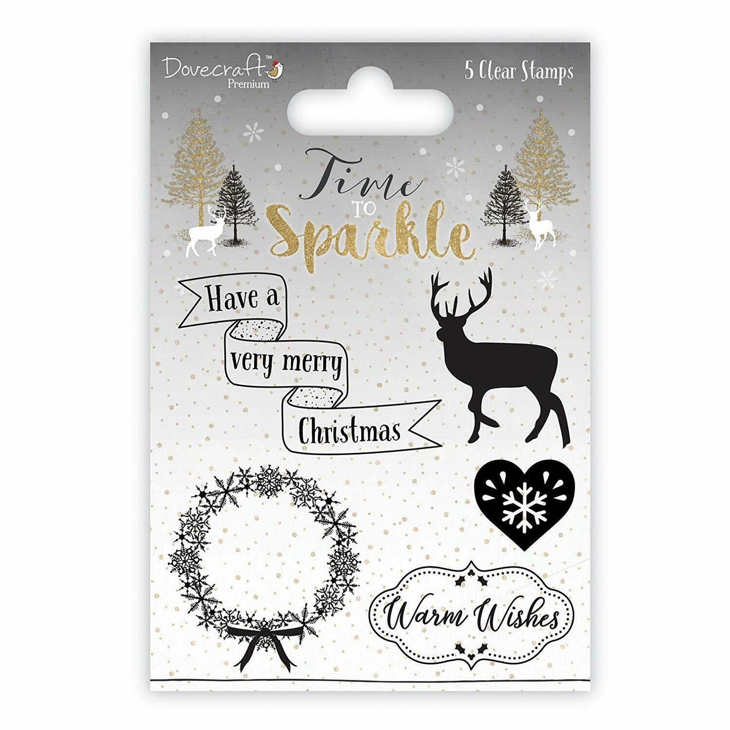Dovecraft Time to Sparkle #1 Christmas Clear STAMPS 102X17
